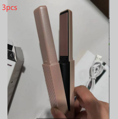 Cordless USB Hair Straightener – Mini Ceramic Flat Iron Curler for Travel & Home
