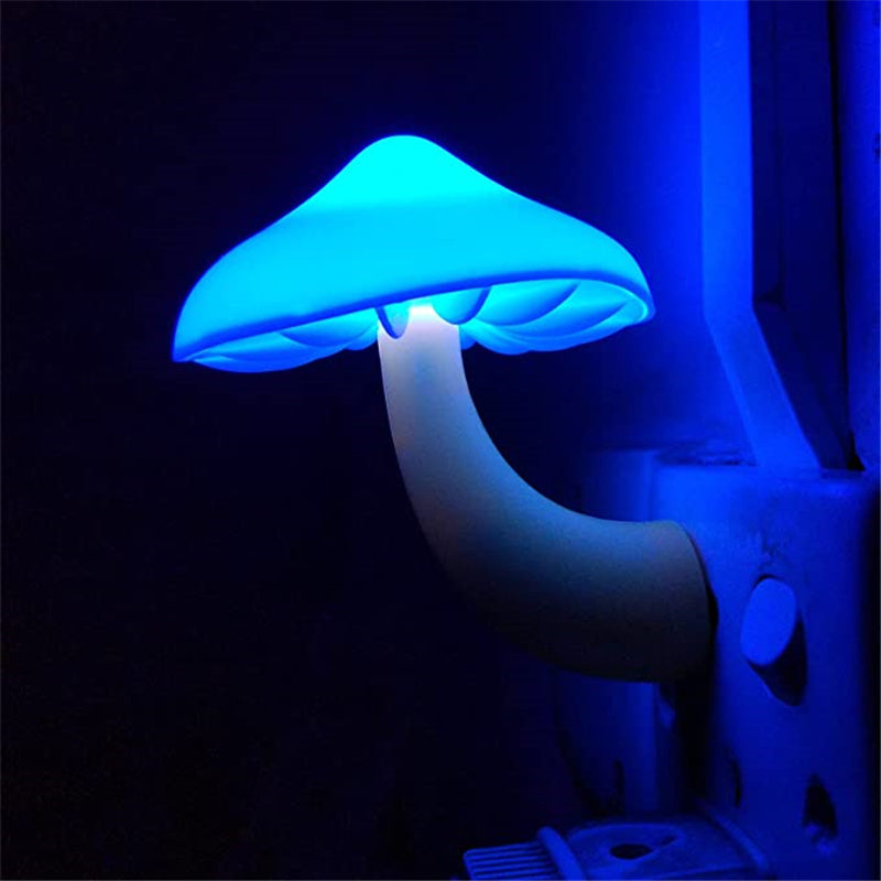 LED Mushroom Night Light – Plug-in Wall Lamp with Light Sensor for Bedroom Decor
