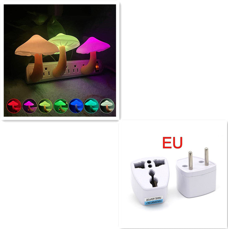 LED Mushroom Night Light – Plug-in Wall Lamp with Light Sensor for Bedroom Decor