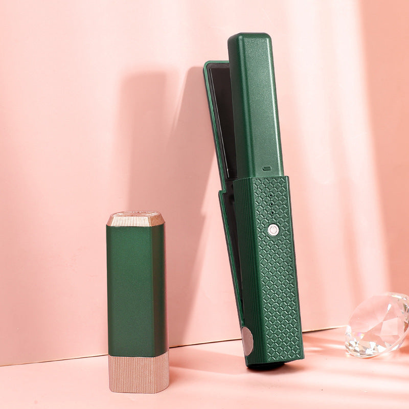 Cordless USB Hair Straightener – Mini Ceramic Flat Iron Curler for Travel & Home