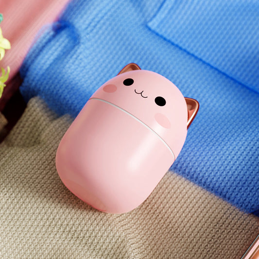 Cute Cat USB Air Humidifier – Silent Cool Mist, LED Aroma Diffuser for Home & Car
