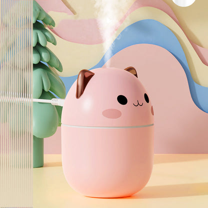 Cute Cat USB Air Humidifier – Silent Cool Mist, LED Aroma Diffuser for Home & Car