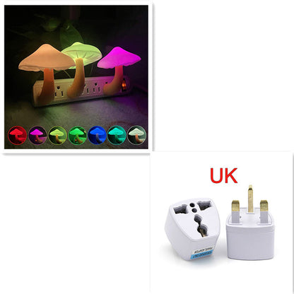 LED Mushroom Night Light – Plug-in Wall Lamp with Light Sensor for Bedroom Decor