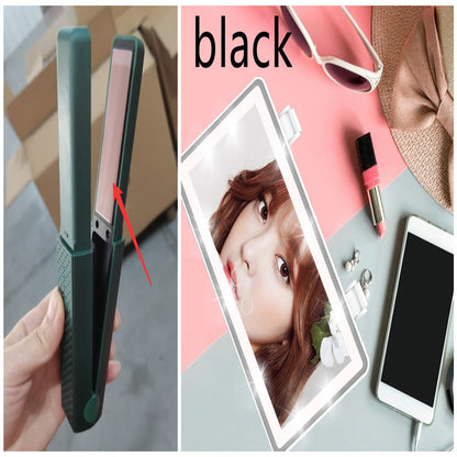Cordless USB Hair Straightener – Mini Ceramic Flat Iron Curler for Travel & Home