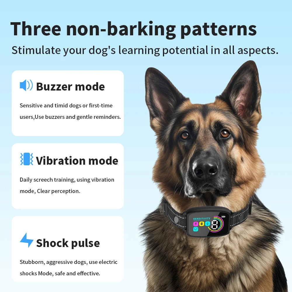 Smart Anti Barking Dog Collar – Rechargeable, Waterproof & HD Display