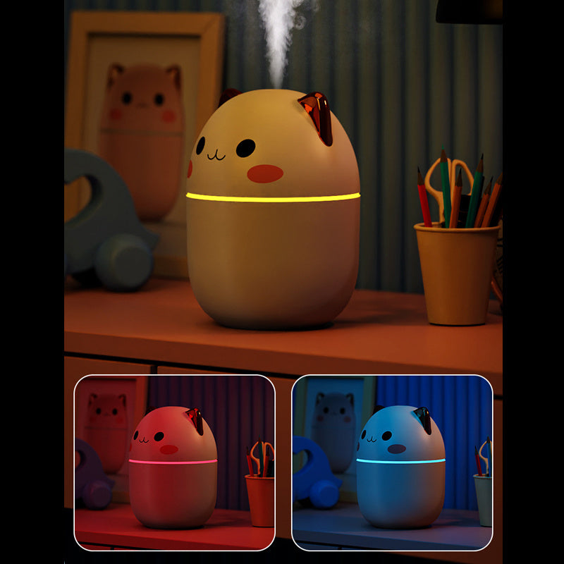 Cute Cat USB Air Humidifier – Silent Cool Mist, LED Aroma Diffuser for Home & Car