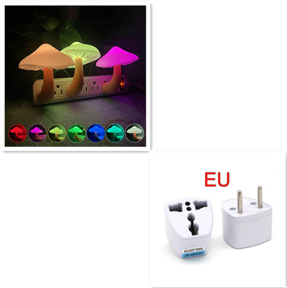 LED Mushroom Night Light – Plug-in Wall Lamp with Light Sensor for Bedroom Decor