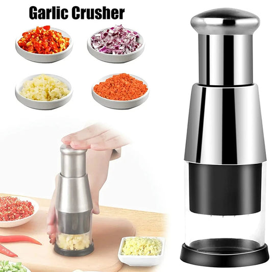 Manual Garlic Crusher & Onion Chopper – Multipurpose Vegetable Slicer Kitchen Gadget
